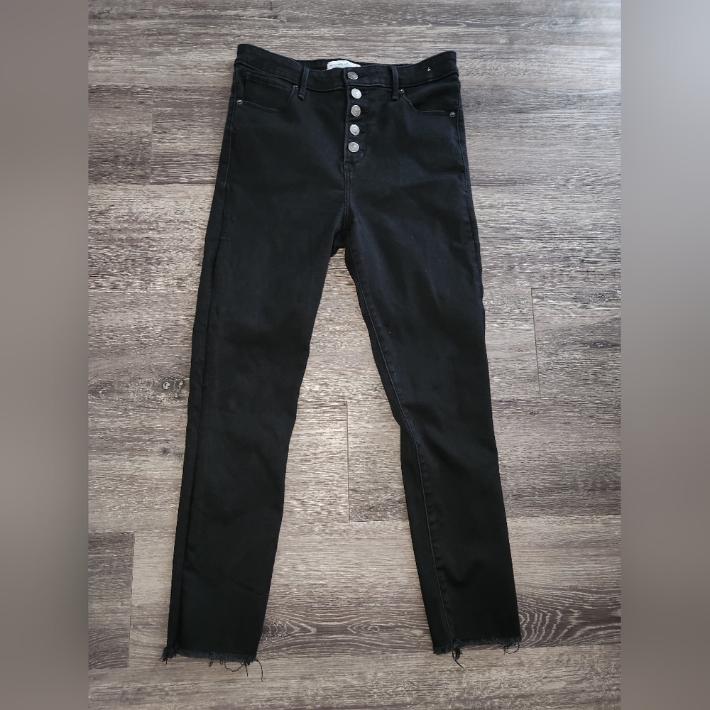 A&F Black Super Skinny Ankle High Rise Jeans